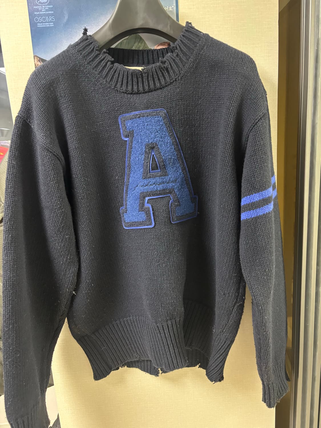 앤더슨벨 바시티 로고 크루넥 스웨터(BLACK) 상품이미지1