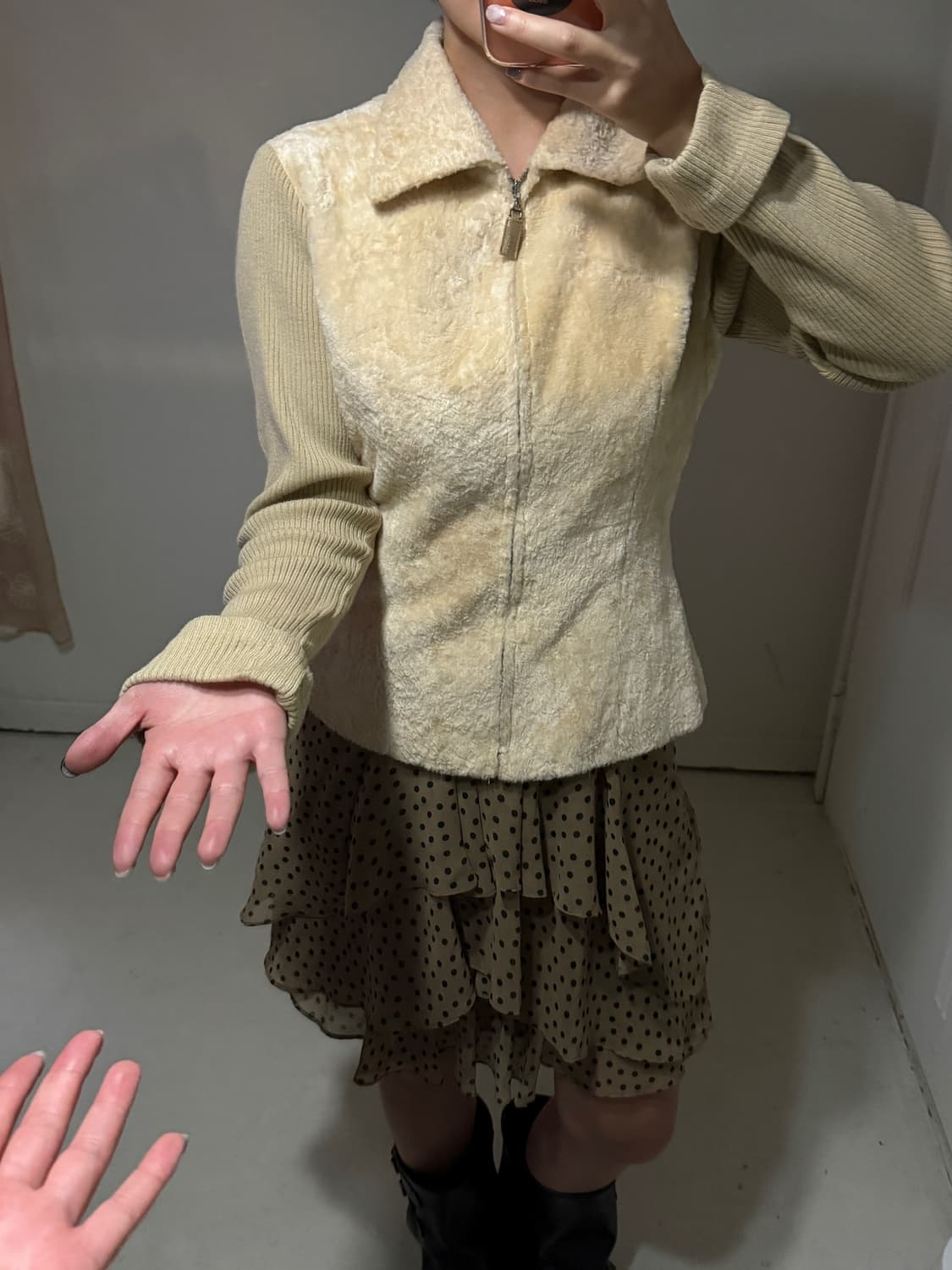 일본빈티지 퍼 니트 가디건 자켓 상품이미지4