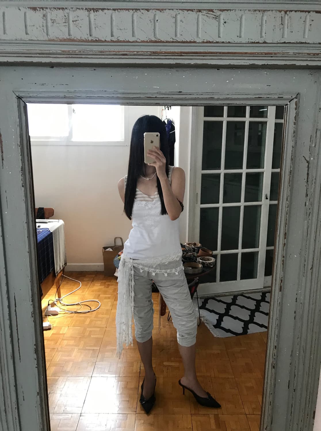 vintage white pattern sleeveless 상품이미지7