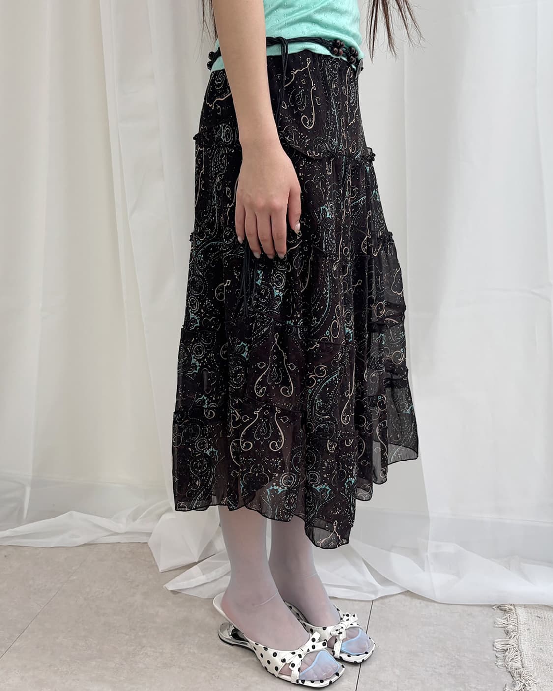 모아나 에스닉 밴딩 티어드 스커트 상품이미지8