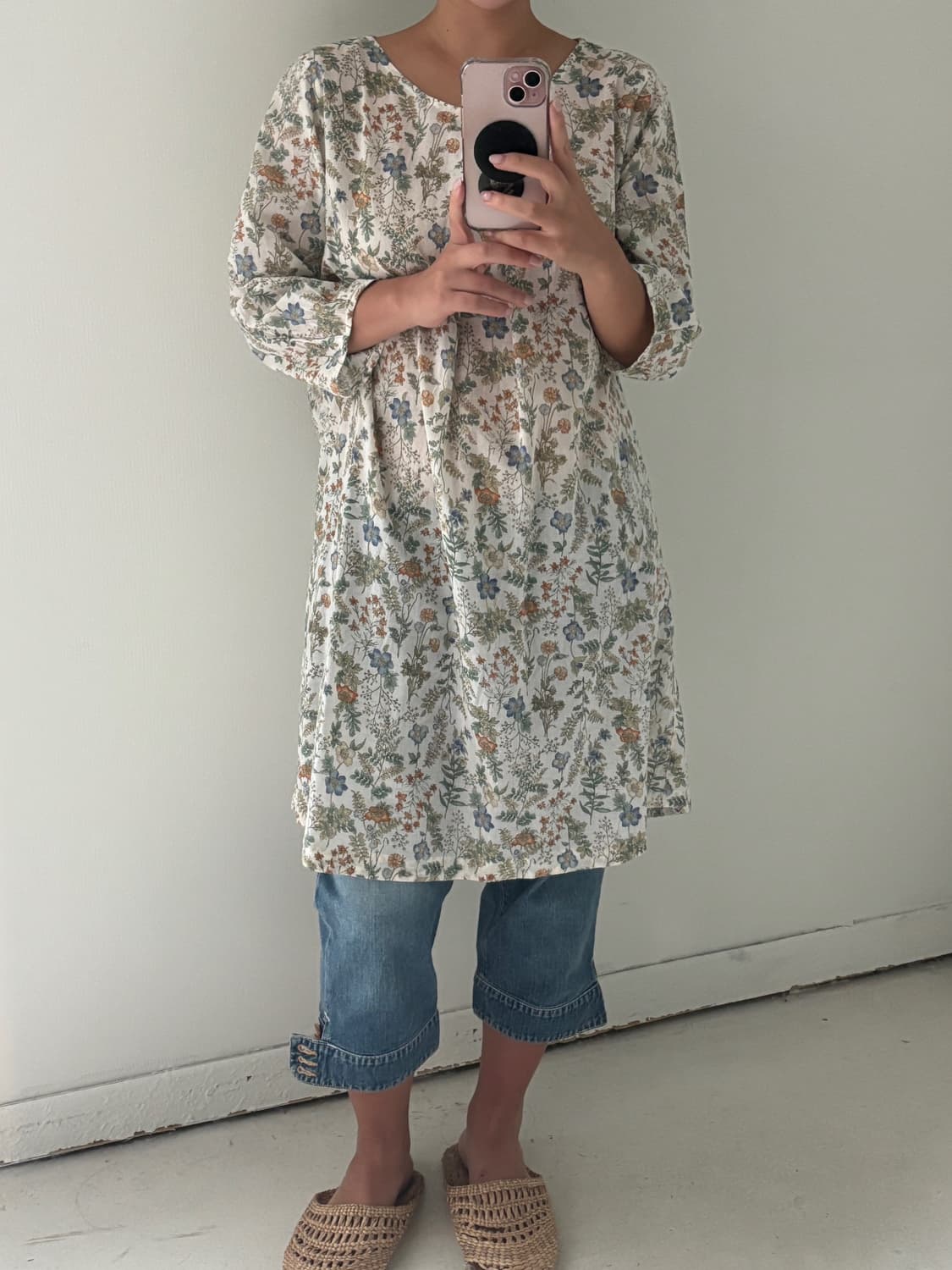 일본빈티지 단추 7부 데님 상품이미지4