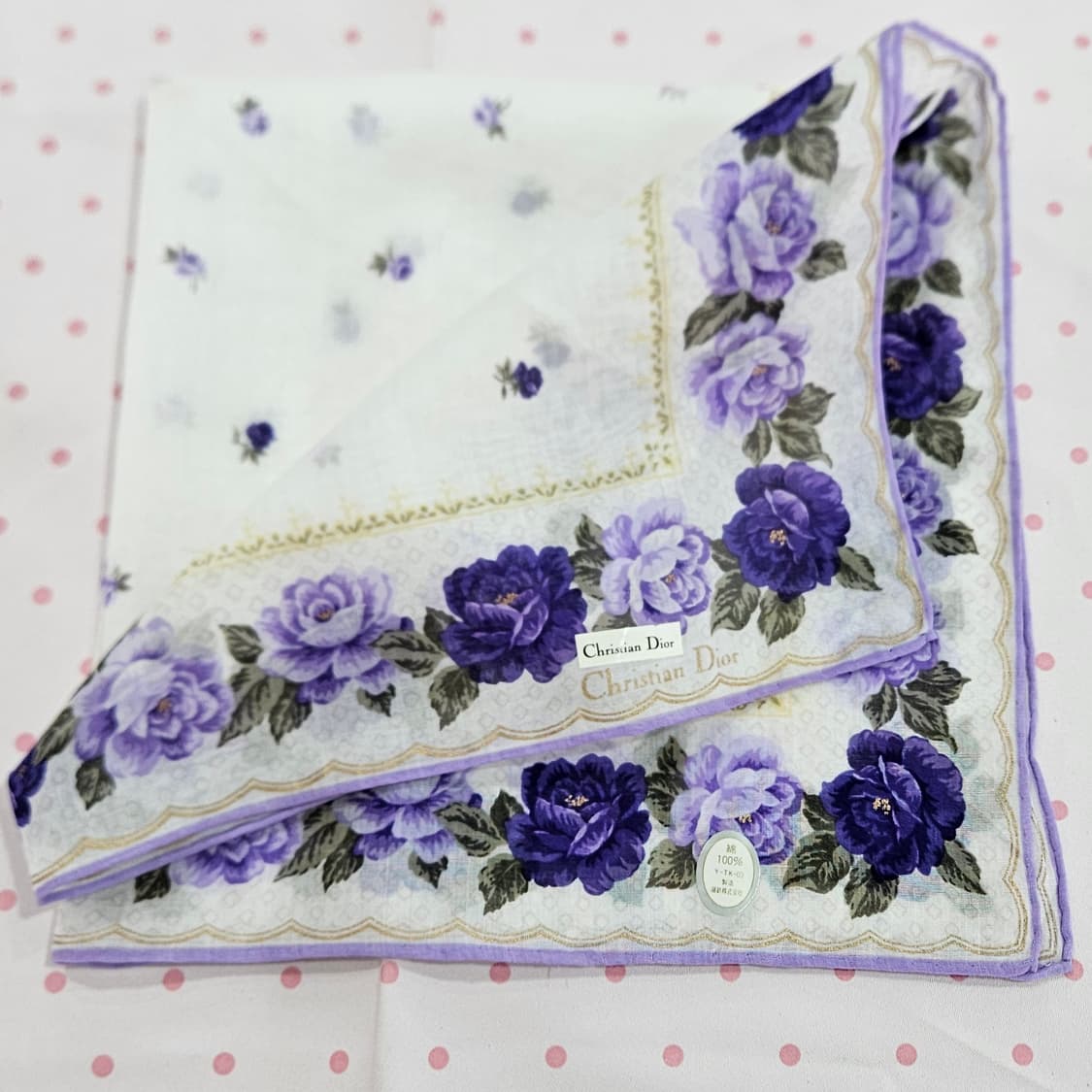 크리스찬 디올(Christian Dior) 퍼플 로즈 플라워손수건 상품이미지3