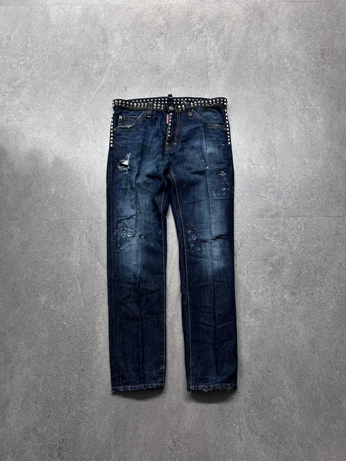 디스퀘어드 12ss 스터드 레더 벨트 데님 팬츠 상품이미지4