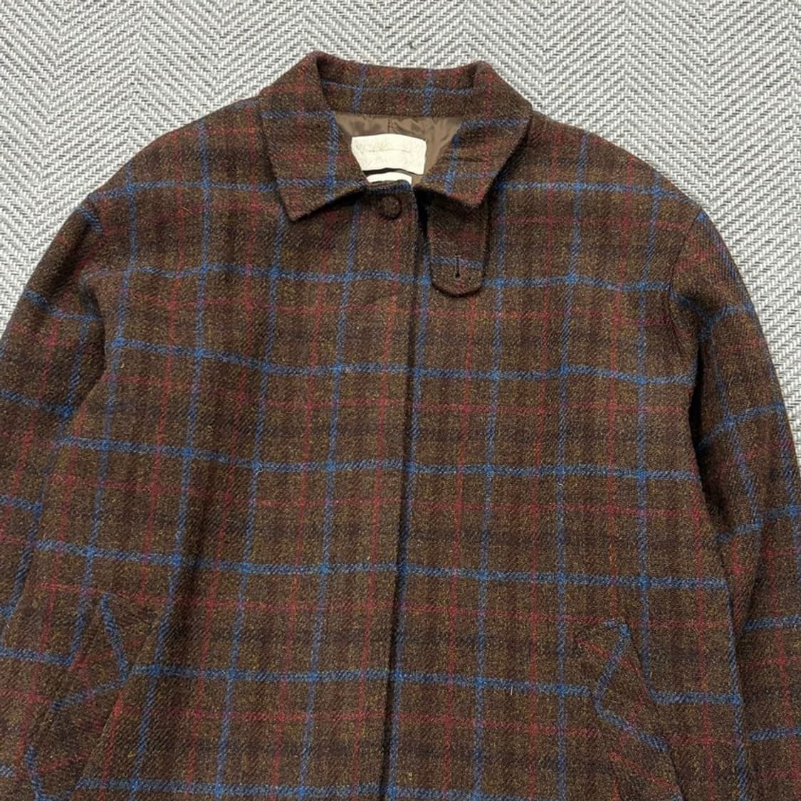 해리스트위드 원단 울 체크 코트 v2142 상품이미지3