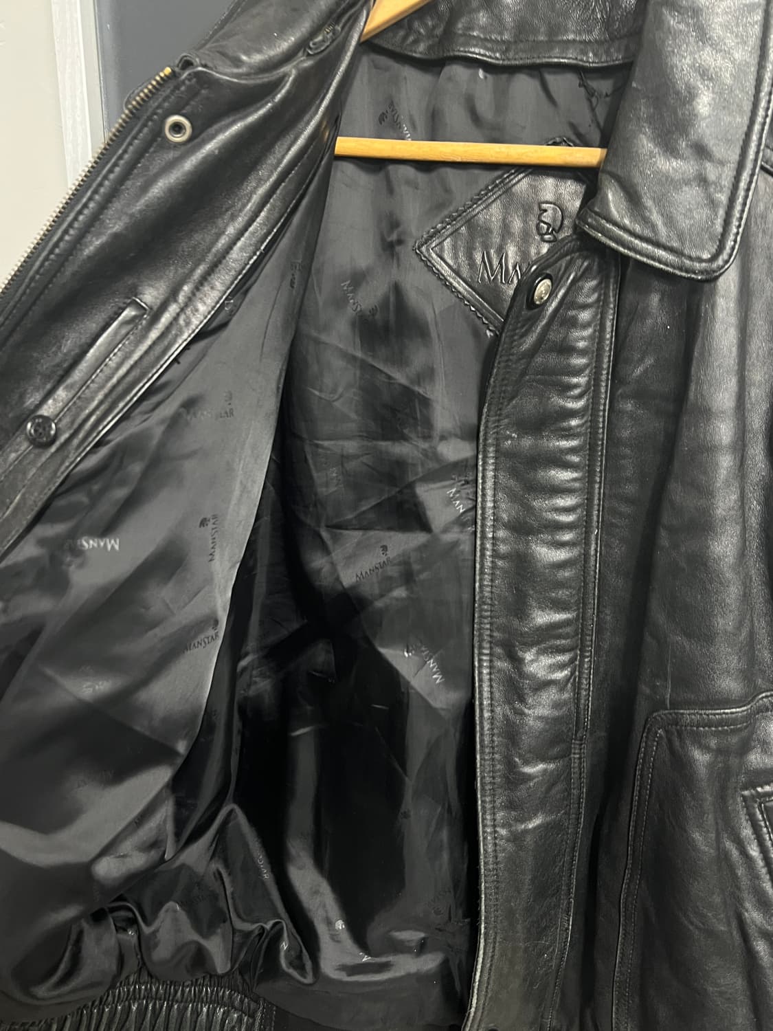 90s ManStar 맨스타 루즈핏 양가죽 봄버 가죽 자켓 상품이미지5