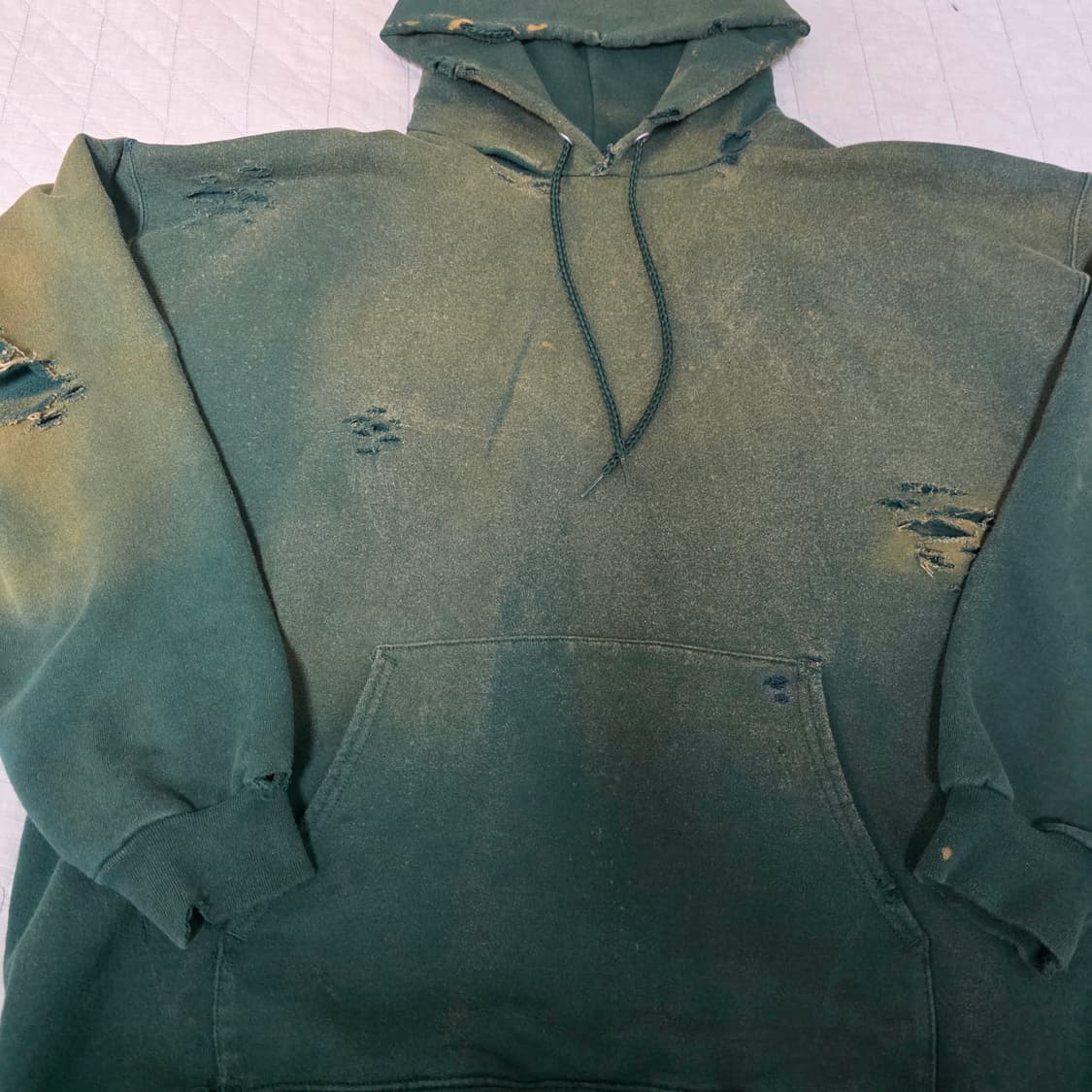 [L] 00-90s 빈티지 헤인즈 페이드 트래쉬드 그린 후드티 후디 상품이미지4