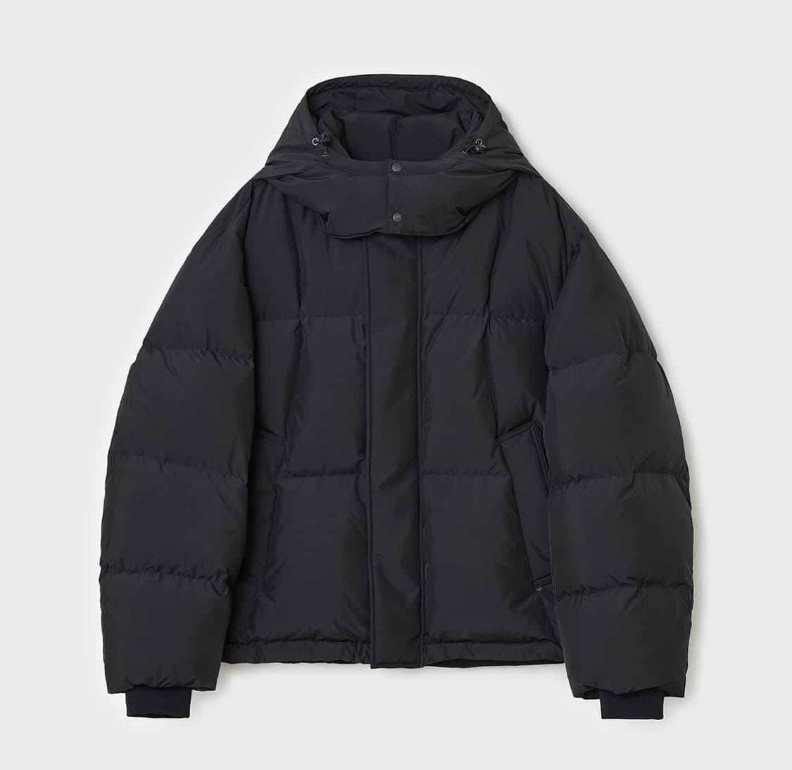 벨리에 크로스 라인 후디드 구스 다운 블랙 상품이미지1