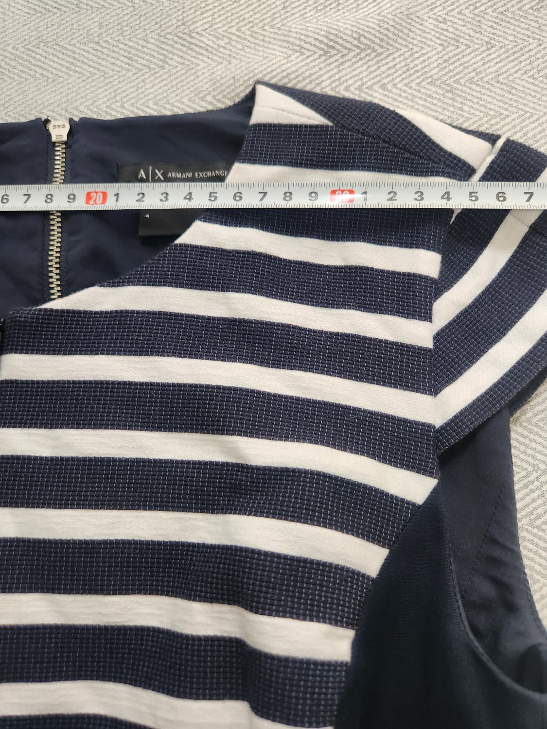 [XS] 아르마니 익스체인지 스트라이프 캡소매 원피스 네이비 상품이미지10