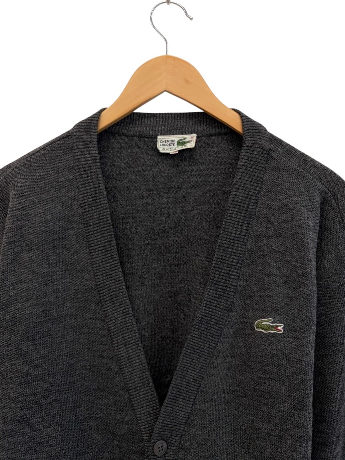 90s 라코스테 울 가디건 차콜 (XL) 상품이미지2