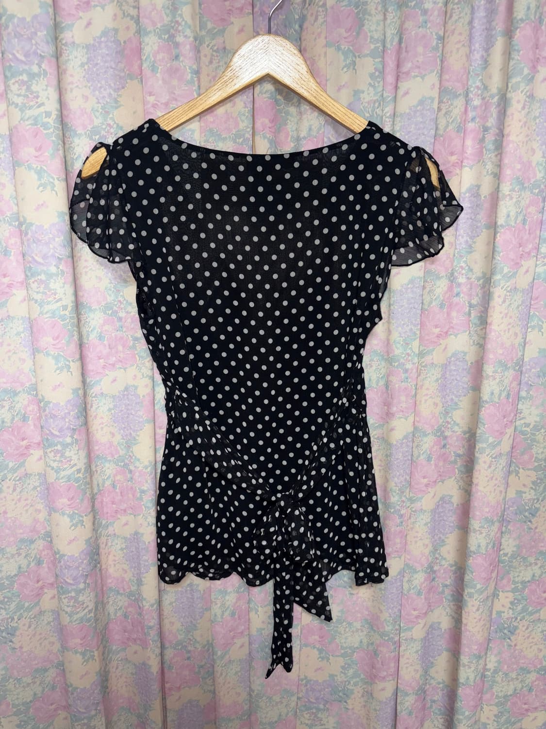 블랙 도트 반소매 블라우스 상품이미지8