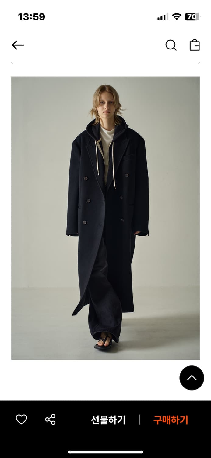 파사드패턴 캐시미어 더블코트 블랙 s 상품이미지2