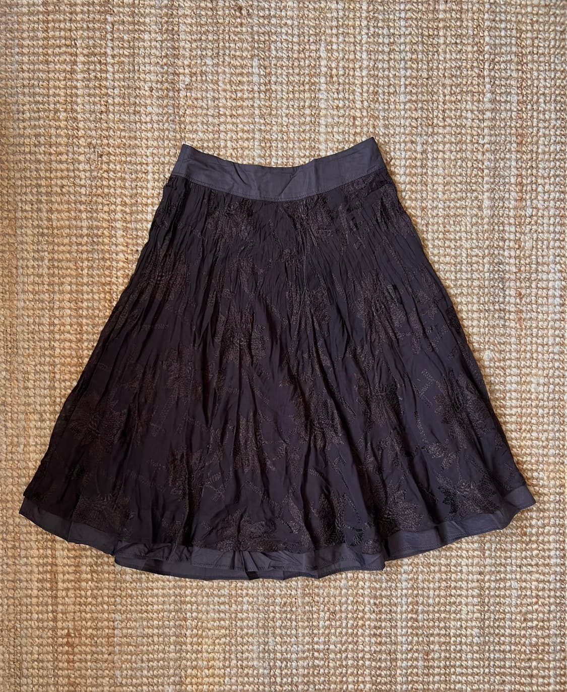 일본수입 Gabardine K.T 여성 브라운 미디스커트 자수레이스치마 상품이미지2