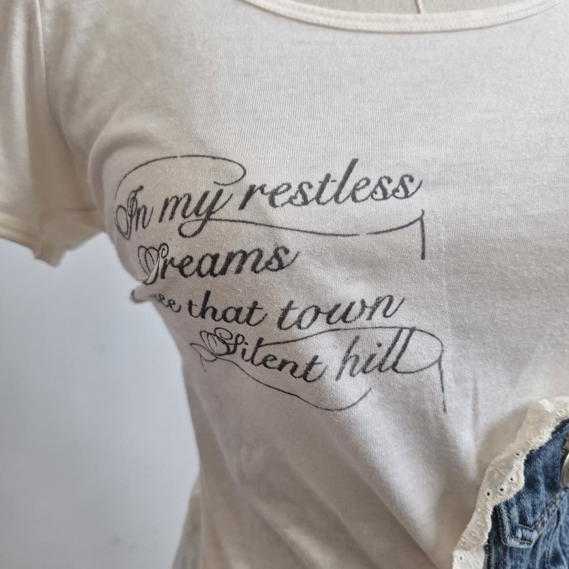 Denim pocket lettering top 커스텀 y2k 너드 일본 상품이미지4