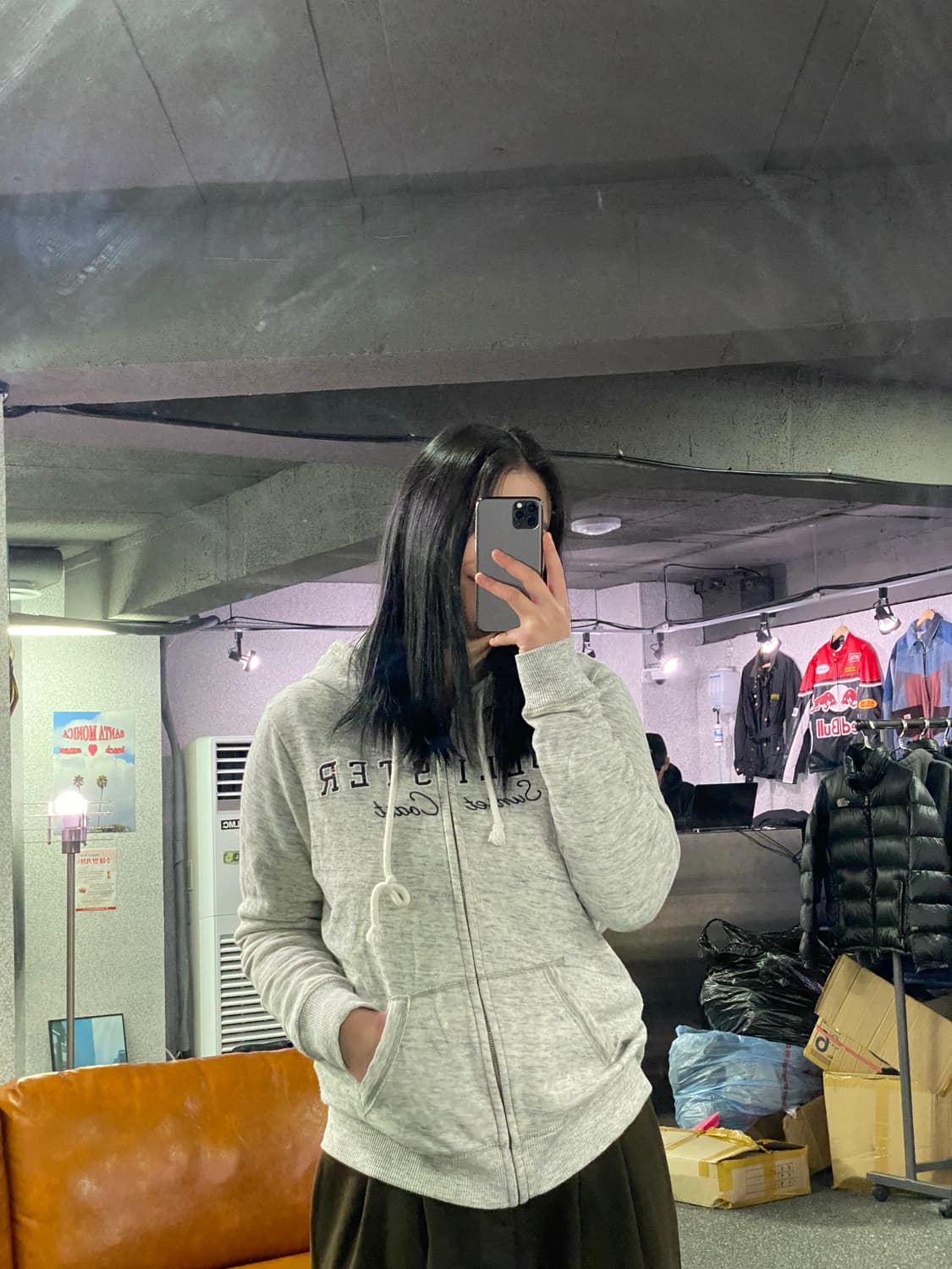 홀리스터 빅로고 멜란지 그레이 후드집업 B3415 상품이미지1