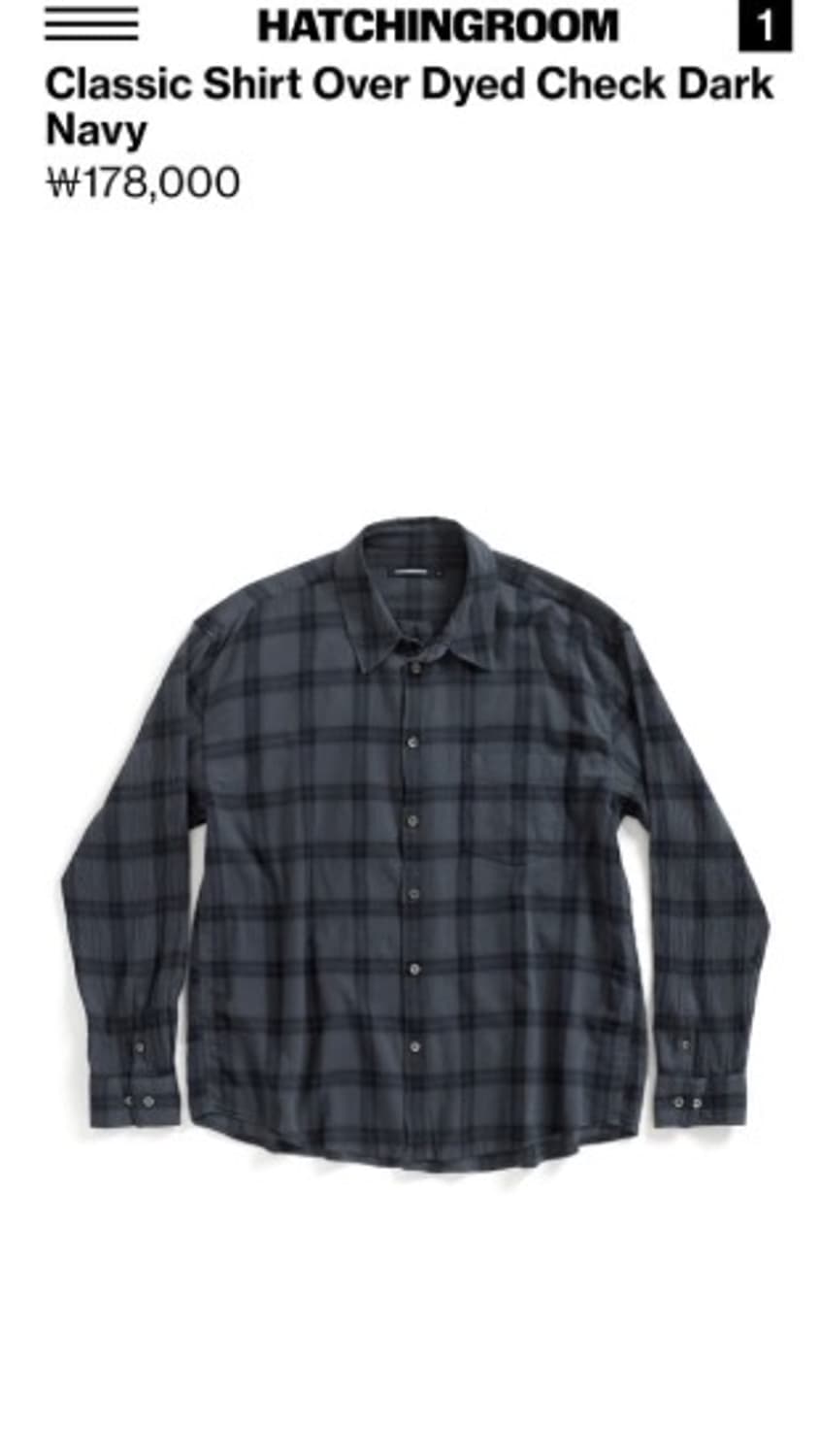 [3]해칭룸Classic Shirt Over Dyed Check Davy 상품이미지1