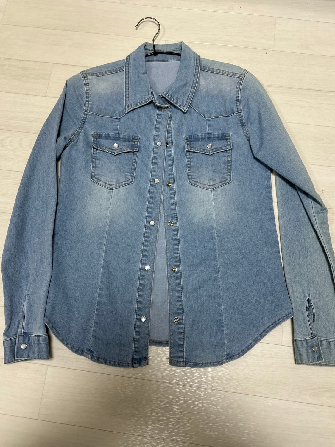 블랙업 데님셔츠 연청 M 청셔츠 상품이미지5