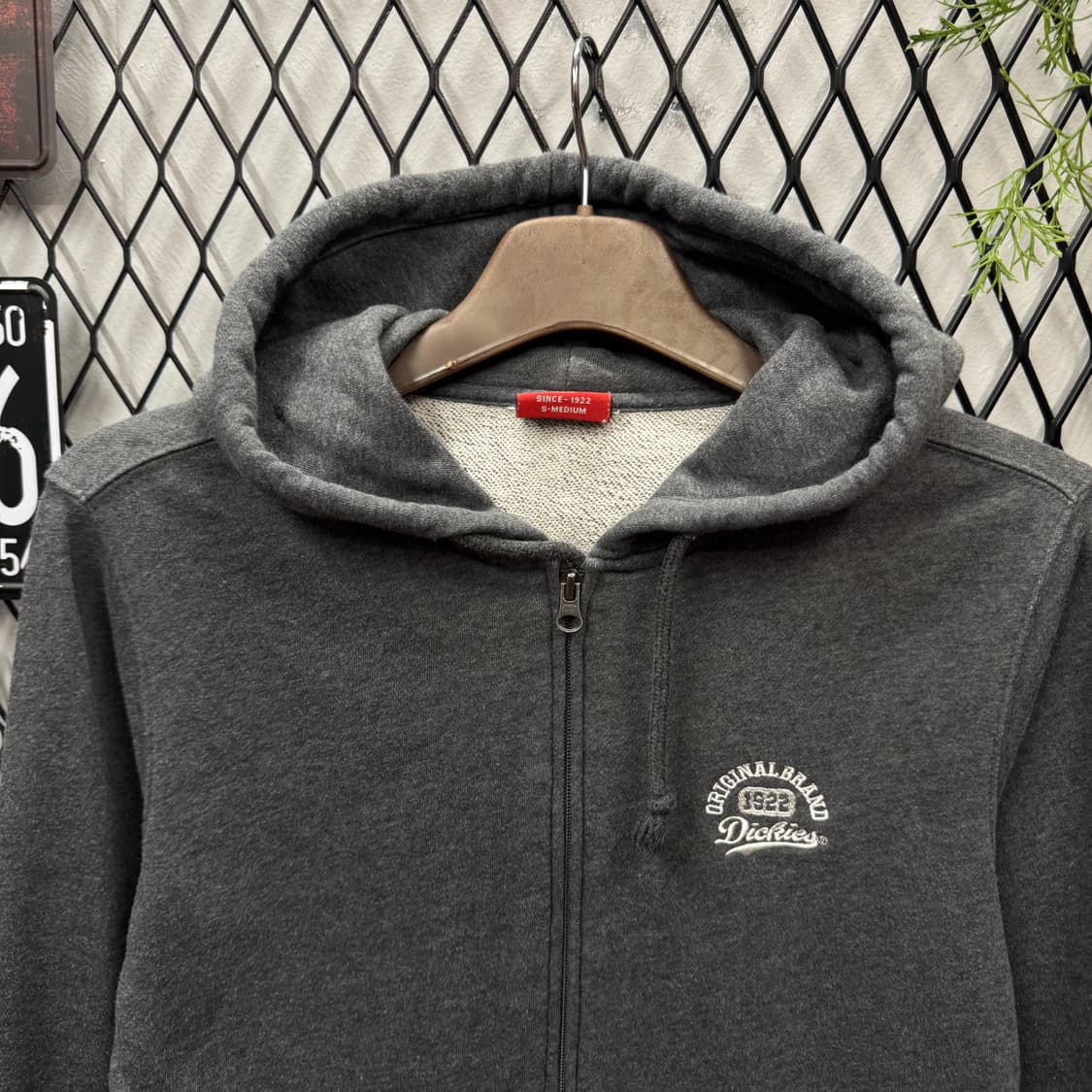 디키즈 후드 집업 전면 로고 포인트 그레이 화이트 상품이미지3