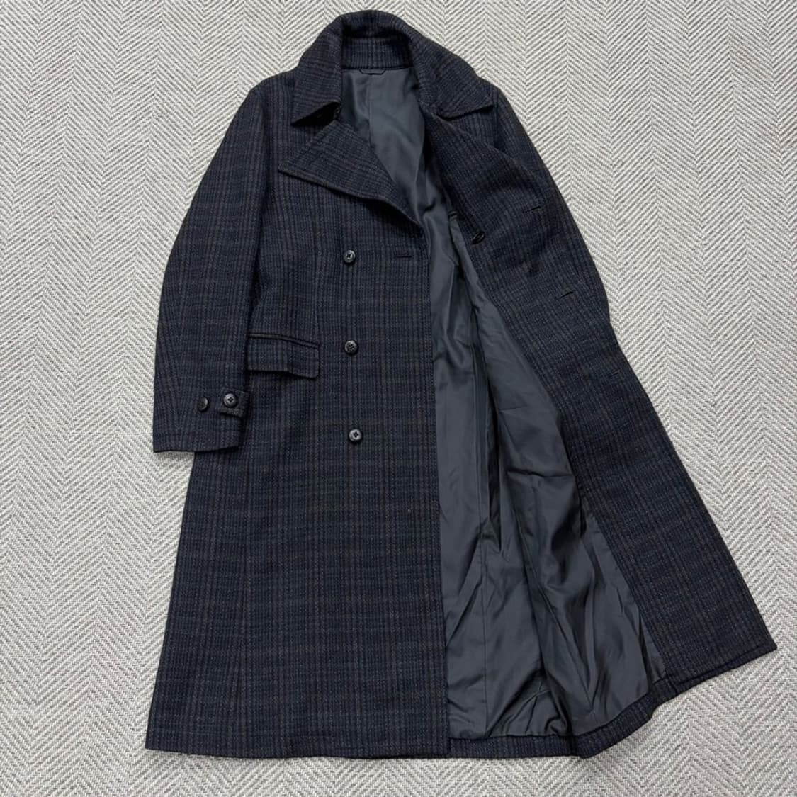 꼼사이즘 맨 울 체크 더블코트v2007 상품이미지5