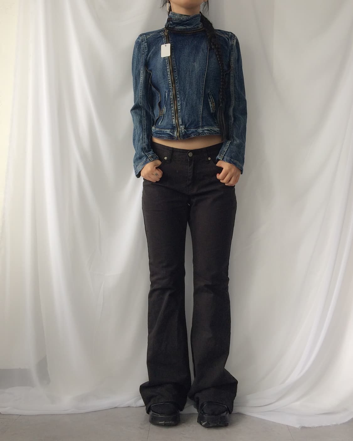 Denim high neck jacket 상품이미지5