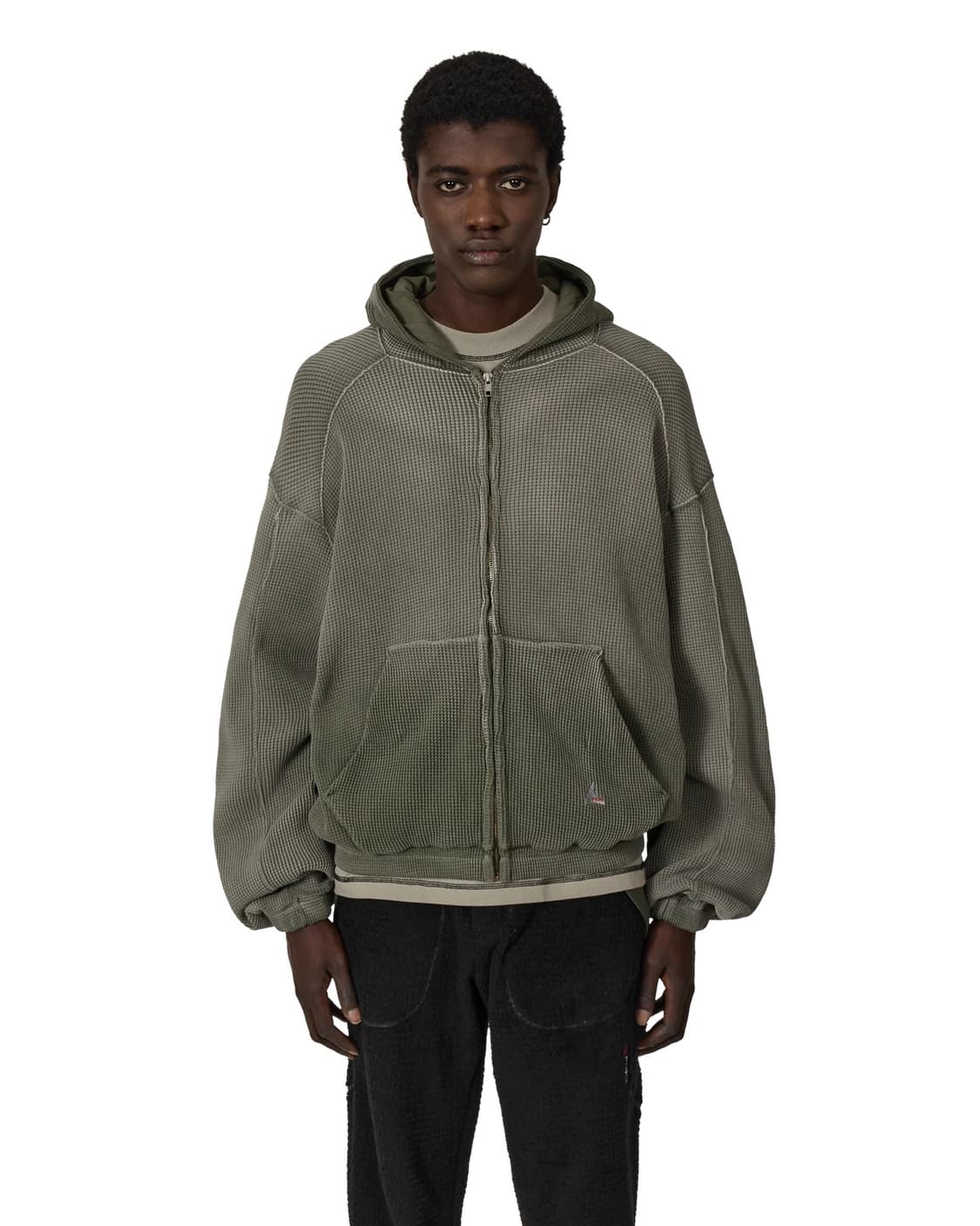 [M,L,XL]로아 하이킹 25fw Faded Waffle 후드집업/카키 상품이미지1