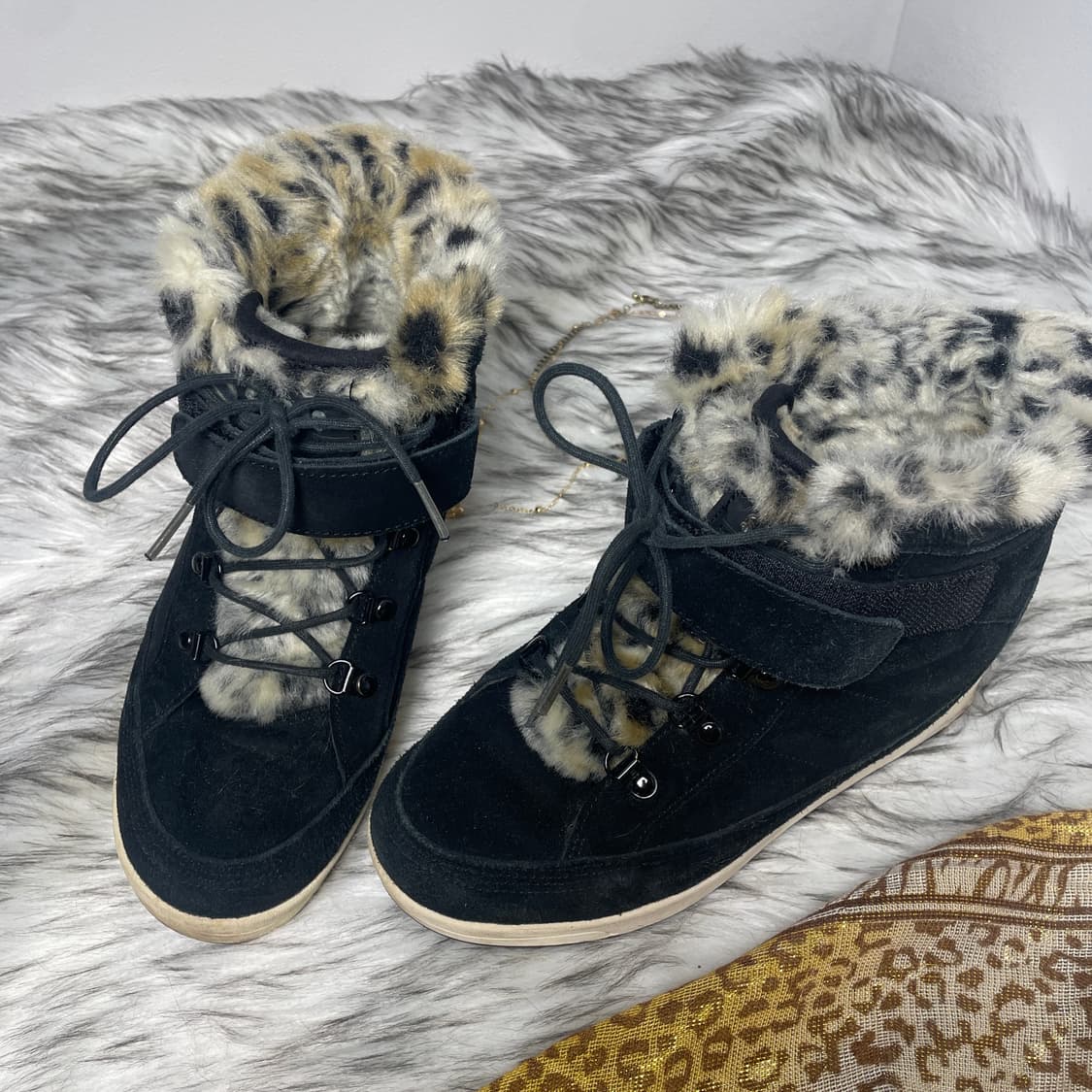 빈티지 호피 퍼 웨지힐 스니커즈 상품이미지3