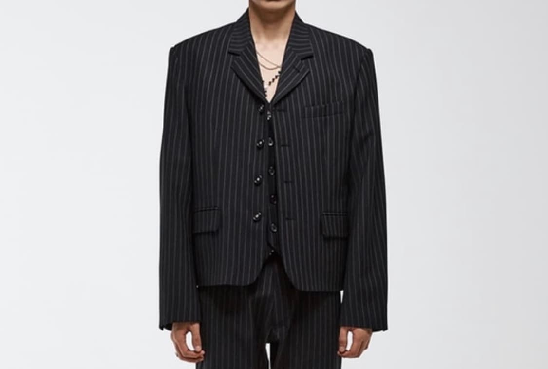 알렌느 울 스트라이프 블레이저 자켓 상품이미지1