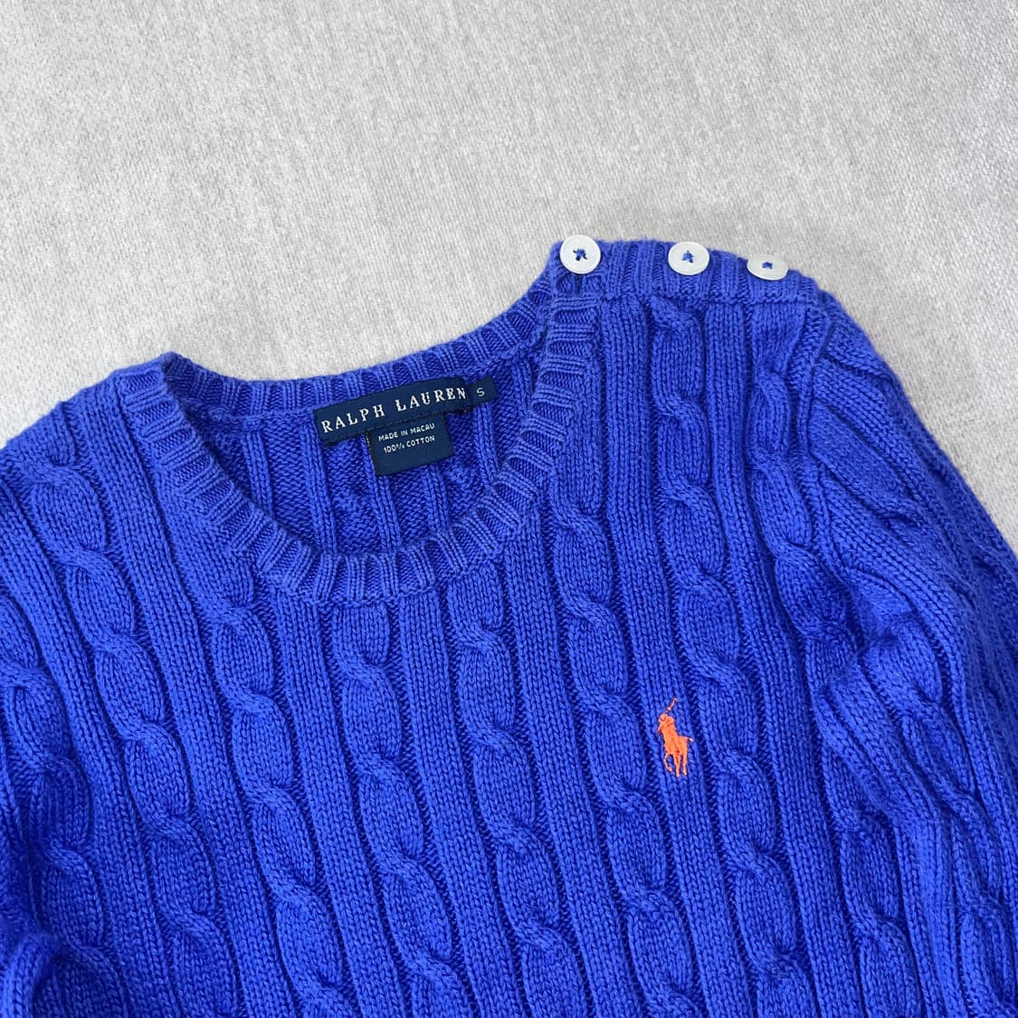 W 90 폴로랄프로렌 꾀배기 버튼 블루니트 상품이미지2