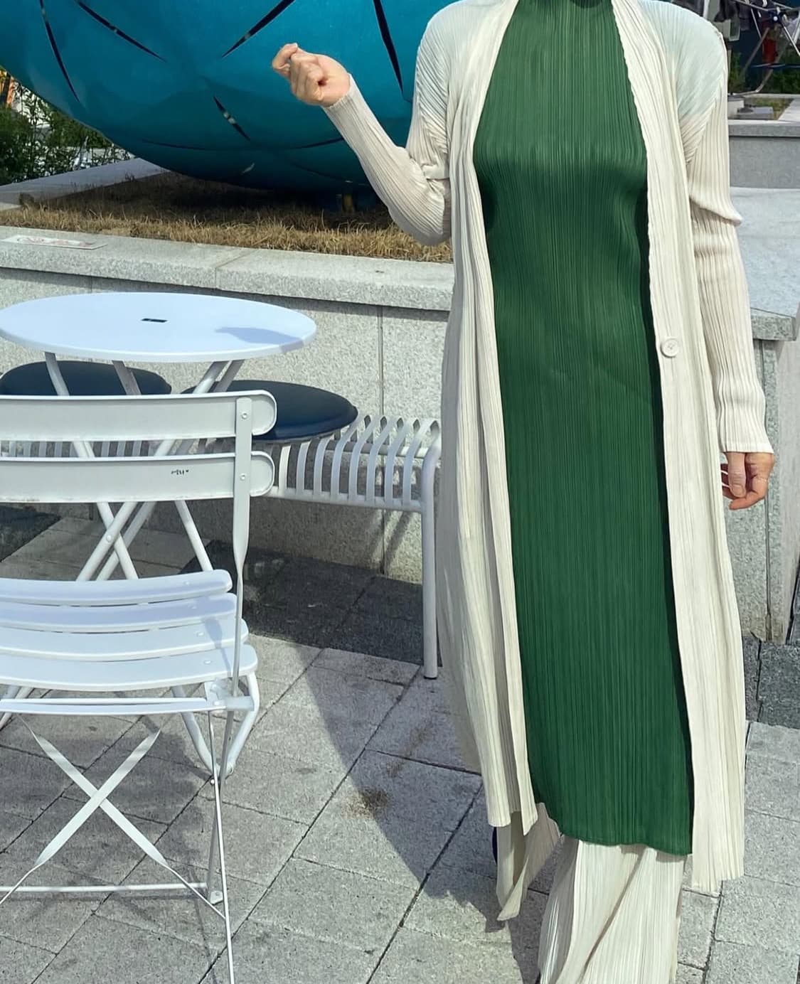 플리츠 펄 아이보리 롱 가디건 상품이미지2