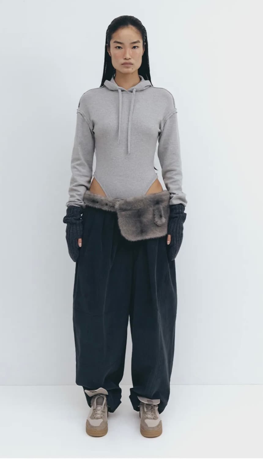 Openyy 후드수트 후드 바디수트 그레이 s size 상품이미지1