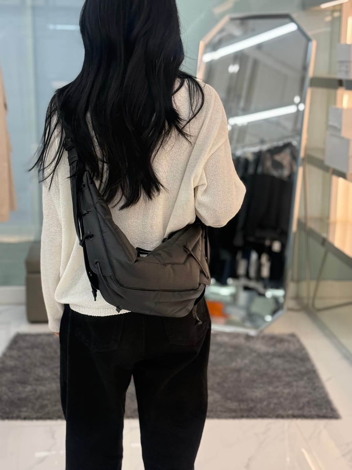 르메르 스몰 소프트 게임 백 WR 코티드 코튼 애쉬 블랙 상품이미지3
