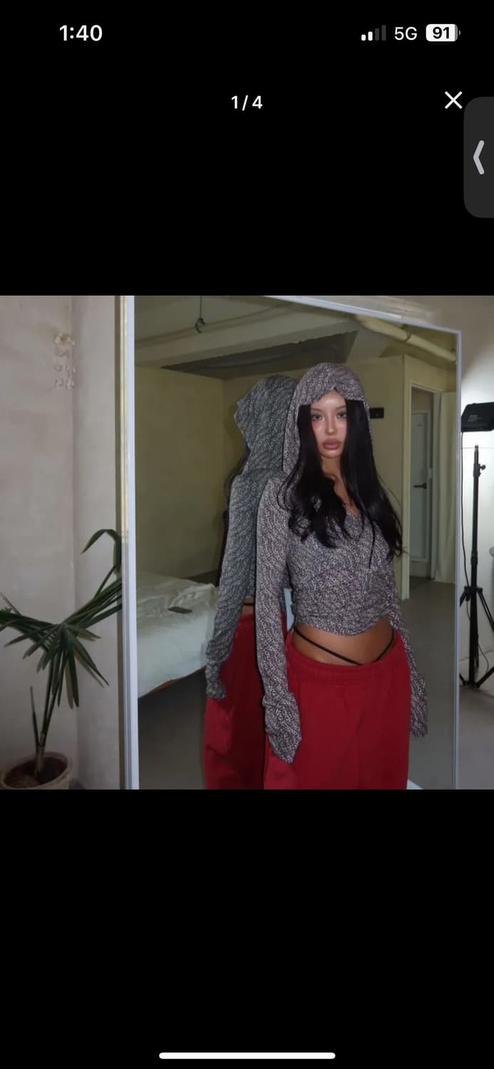 레오파드 호피 랩 후드 긴팔티 가디건 롱슬리브 갸루 상품이미지3