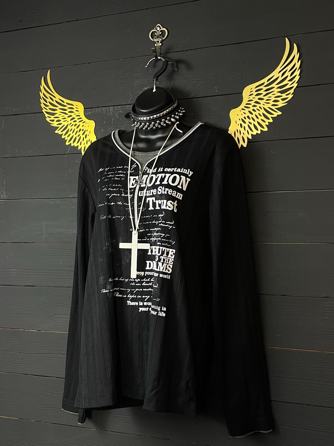 JPN 펑크 레이어드 지퍼 레터링 블랙 롱슬리브 상품이미지2