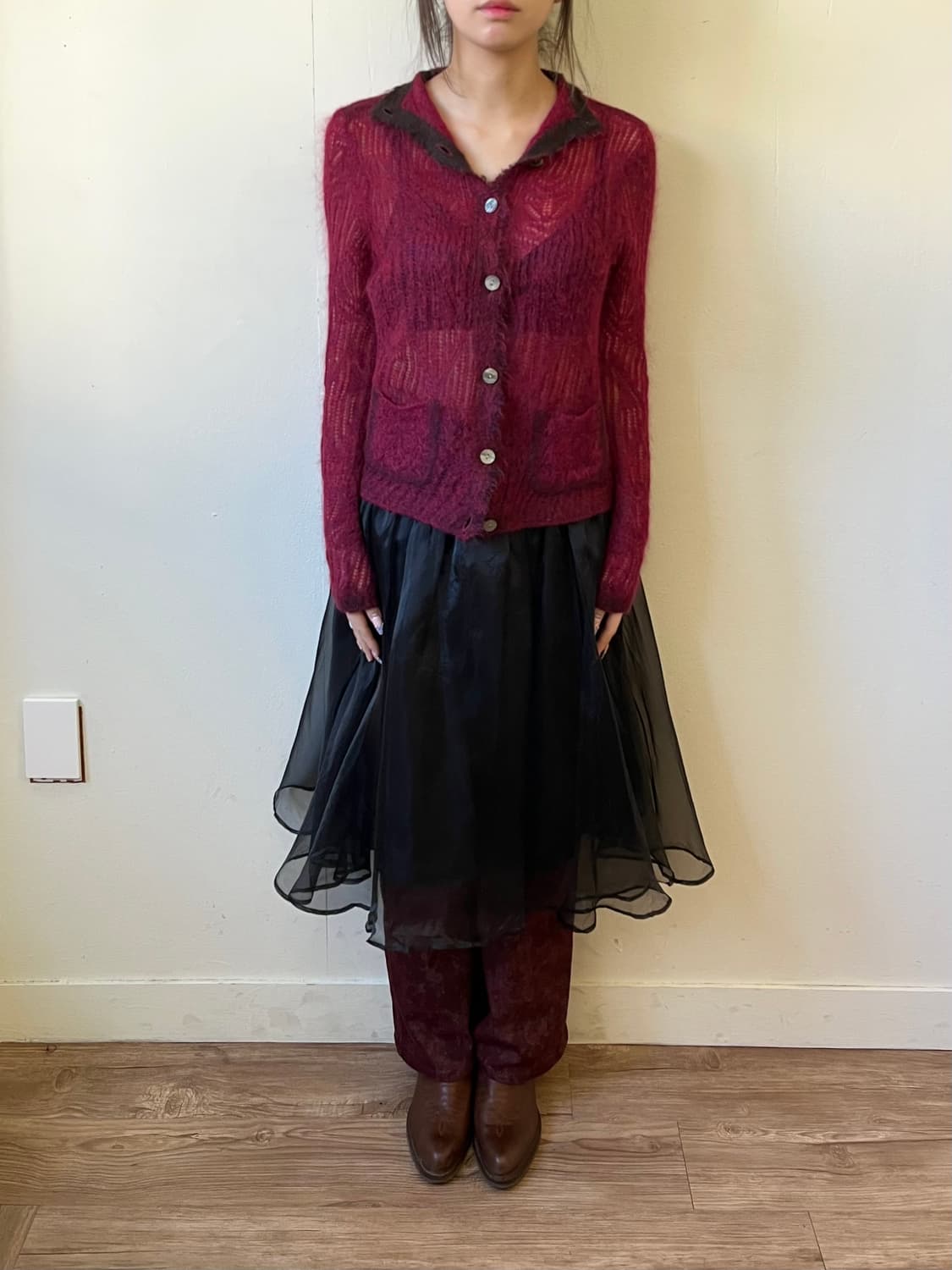 BLANCE 로즈 시스루 가디건 상품이미지7