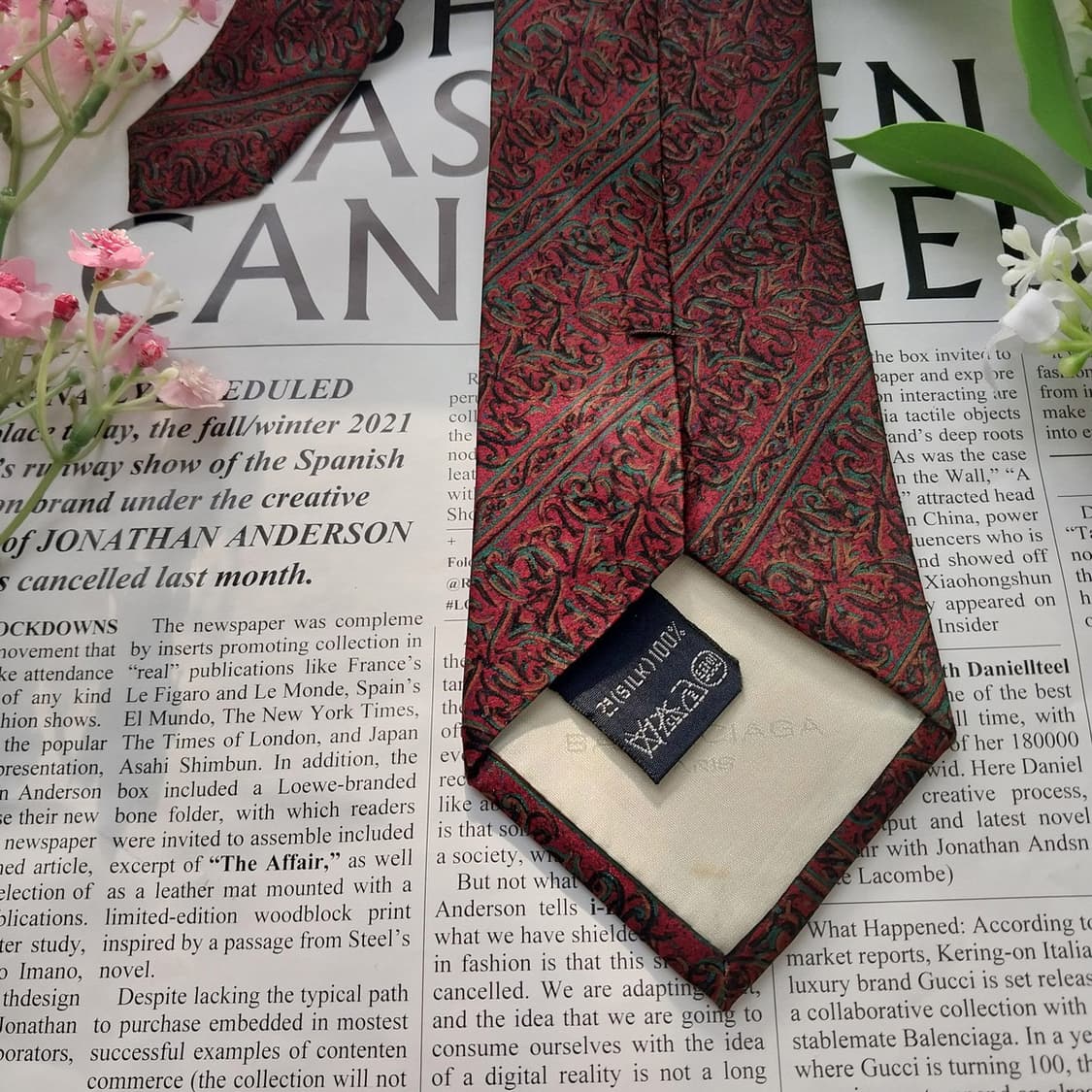 발렌시아가 실크 브라운 페이즐리 넥타이 8.5cm A+~A등급 K1820 상품이미지6