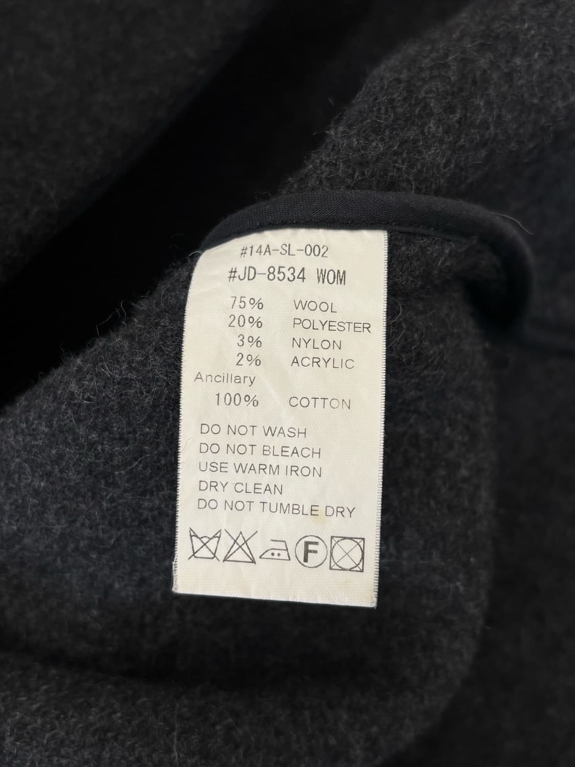 단톤 울 코트 다크그레이 38 상품이미지4