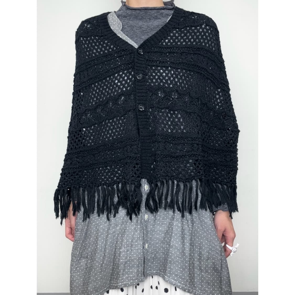 빈티지 블랙 케이프 판쵸 망토 상품이미지1