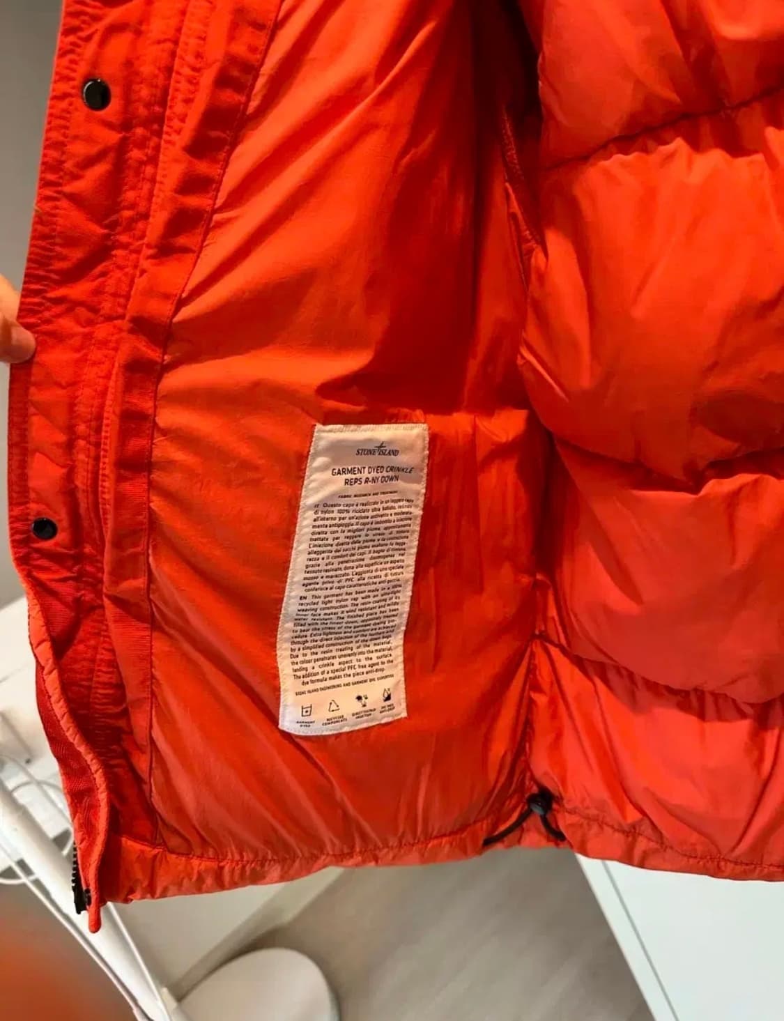 스톤아일랜드 크링클 랩스 후드 다운 자켓 오렌지레드 L 상품이미지9