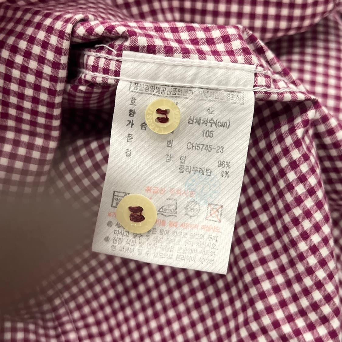 42 라코스테 깅엄체크 셔츠 상품이미지5