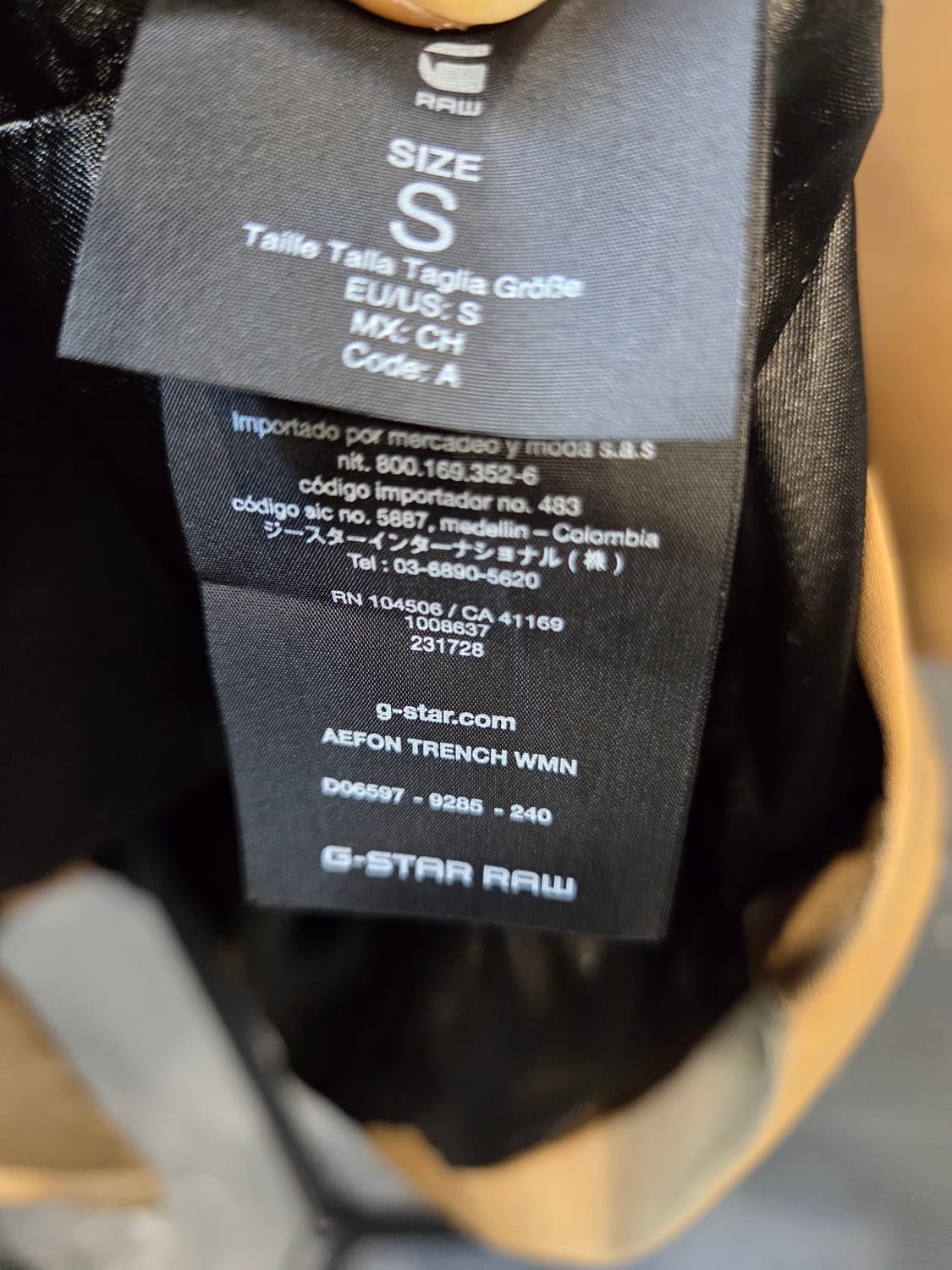 G-STAR 베이지 벨트 트렌치 코트(XS/S) 상품이미지6