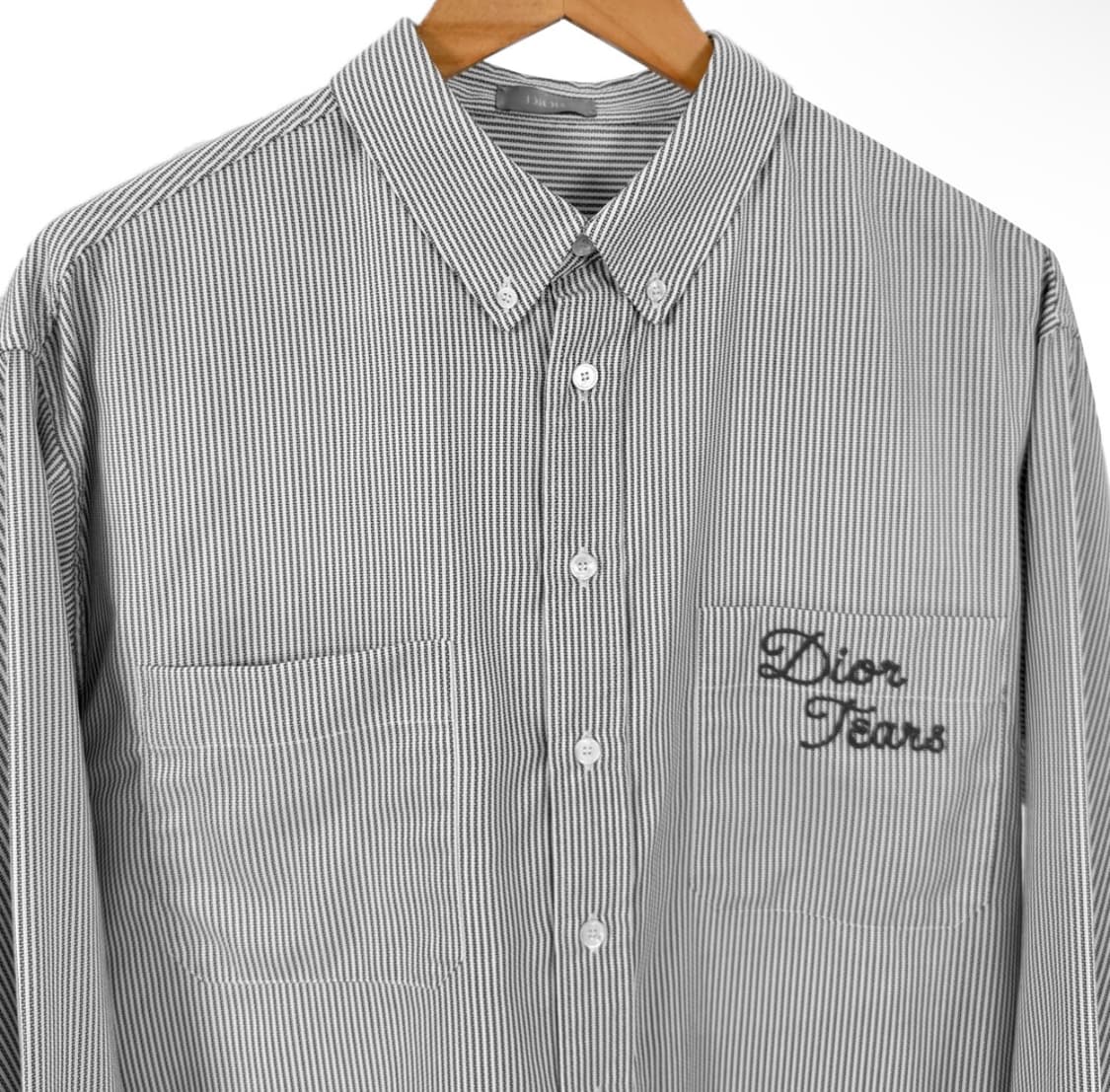 [39] 디올 x 데님 티어스 남성 코튼 스트라이프 옥스포드 셔츠 그레이 상품이미지4
