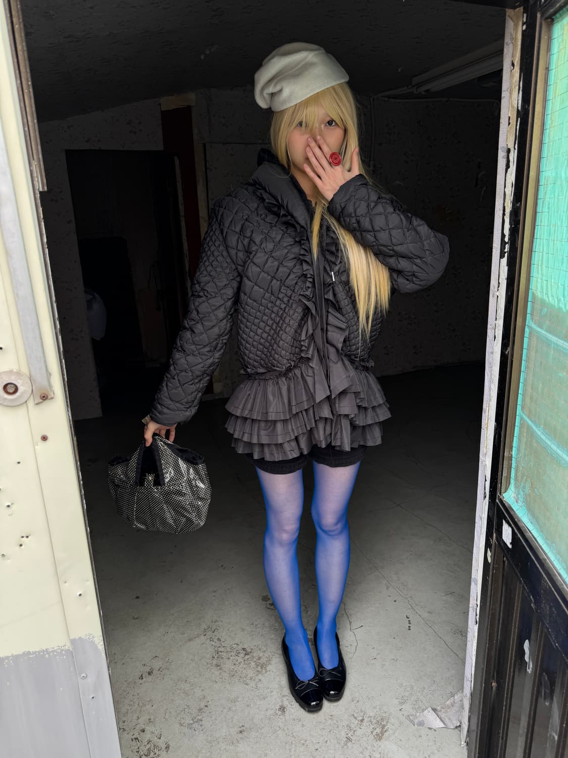 Pompom ruffle padded jacket 상품이미지3