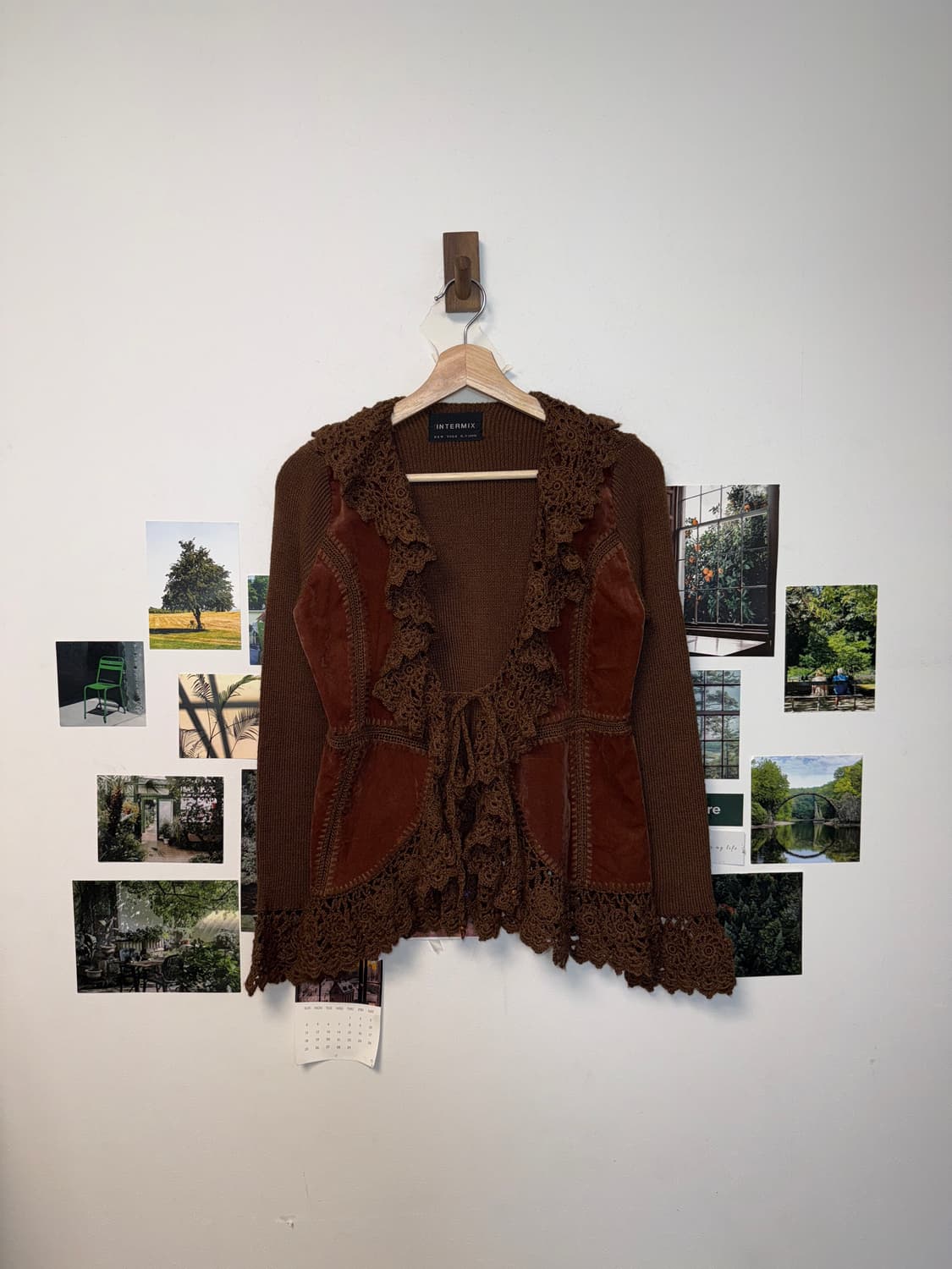 Dark brown velvet crochet bolero 가디건 상품이미지1