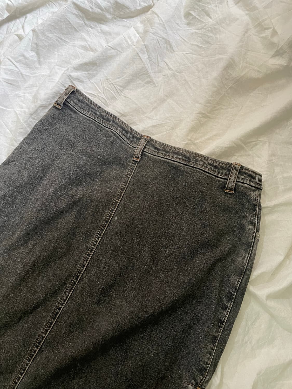 빈티지 레이스업 워싱 데님 롱스커트 상품이미지6