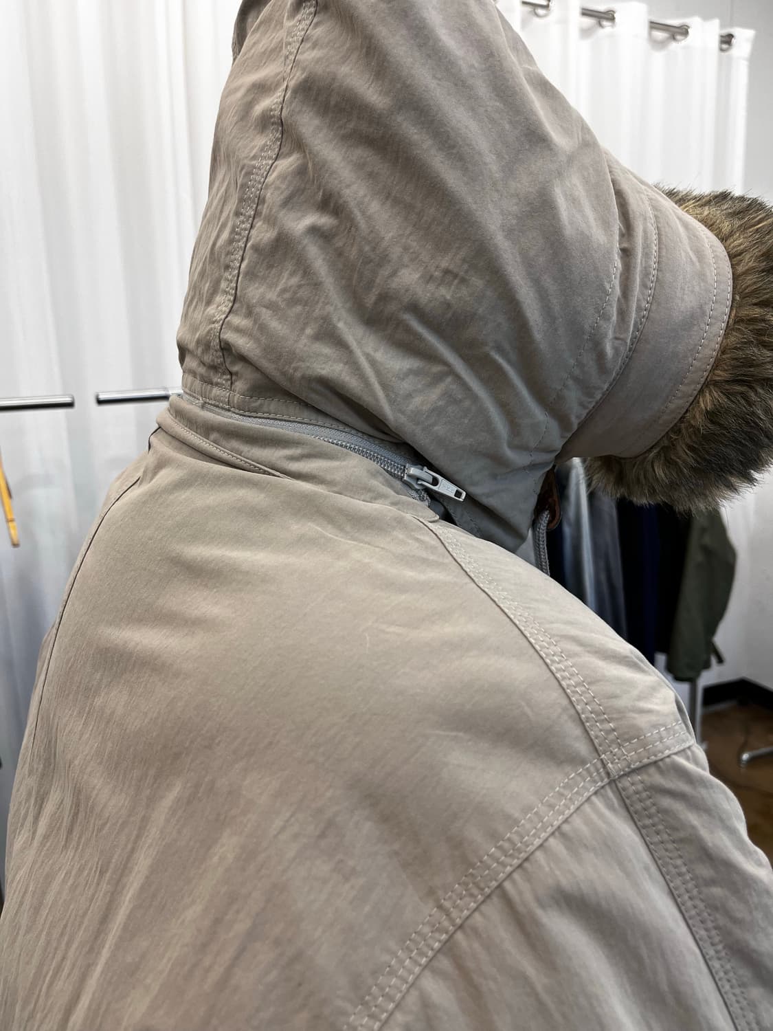 90s 엘엘빈 구스다운 퍼 후디 파카 베이지 상품이미지5