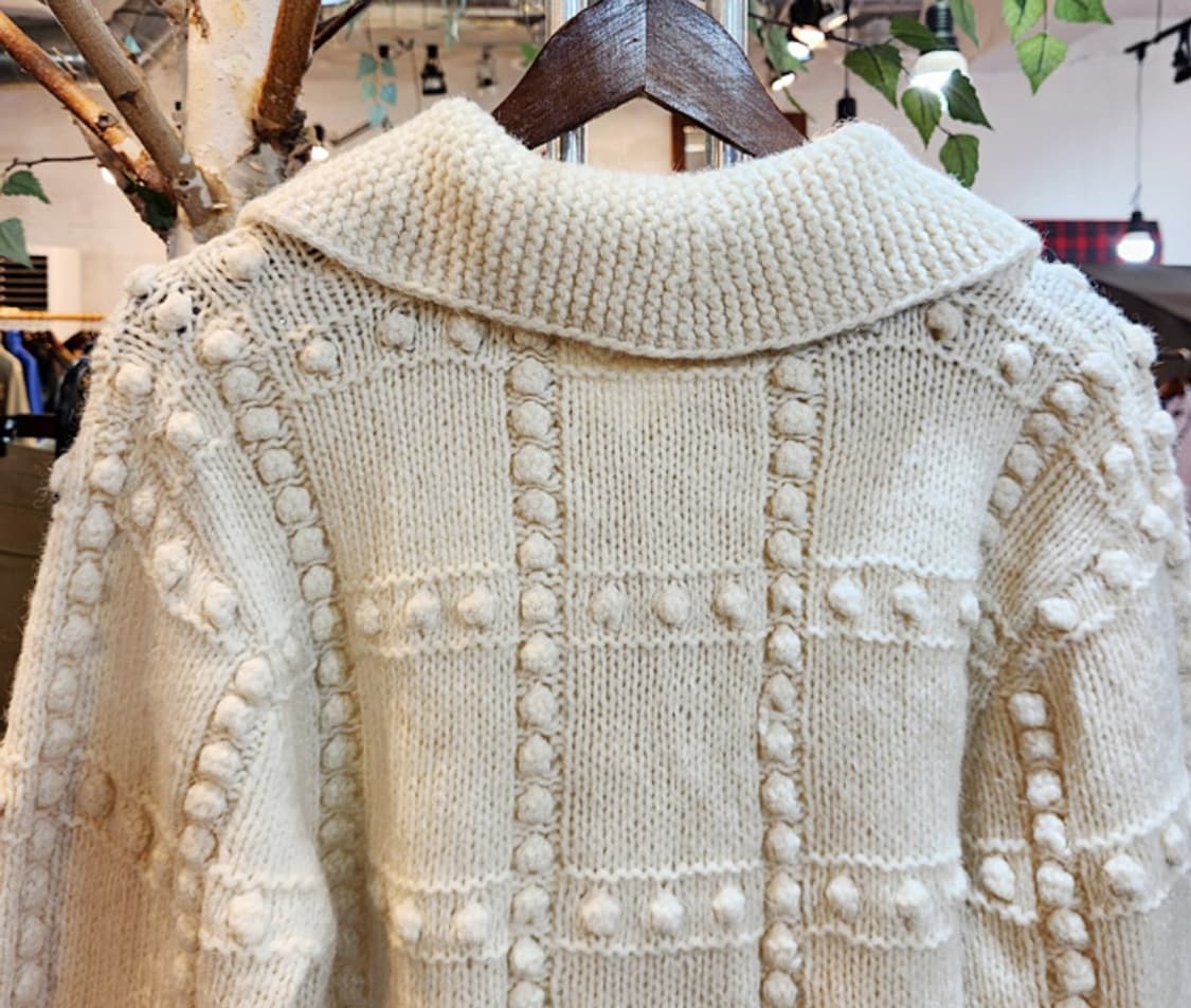 Northern country 아이보리 울 폼폼 투 버튼 빈티지 스웨터 상품이미지8