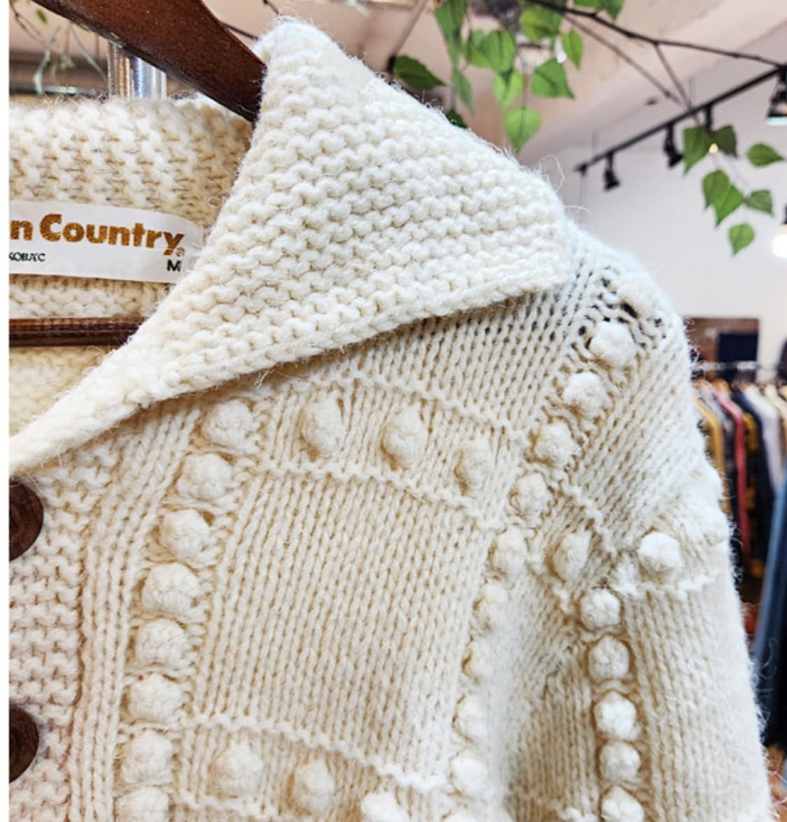 Northern country 아이보리 울 폼폼 투 버튼 빈티지 스웨터 상품이미지4