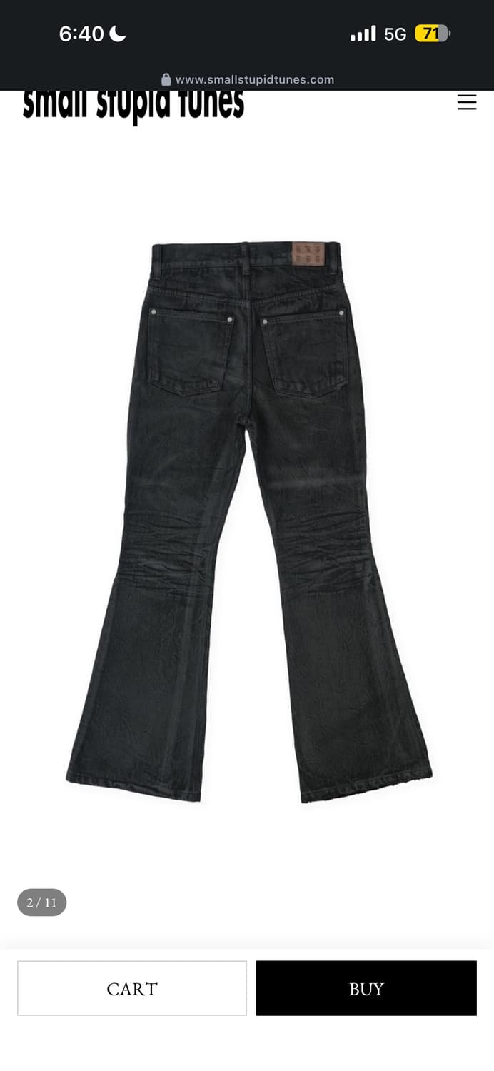 smallstupidtunes waxed flare denim pants 상품이미지5