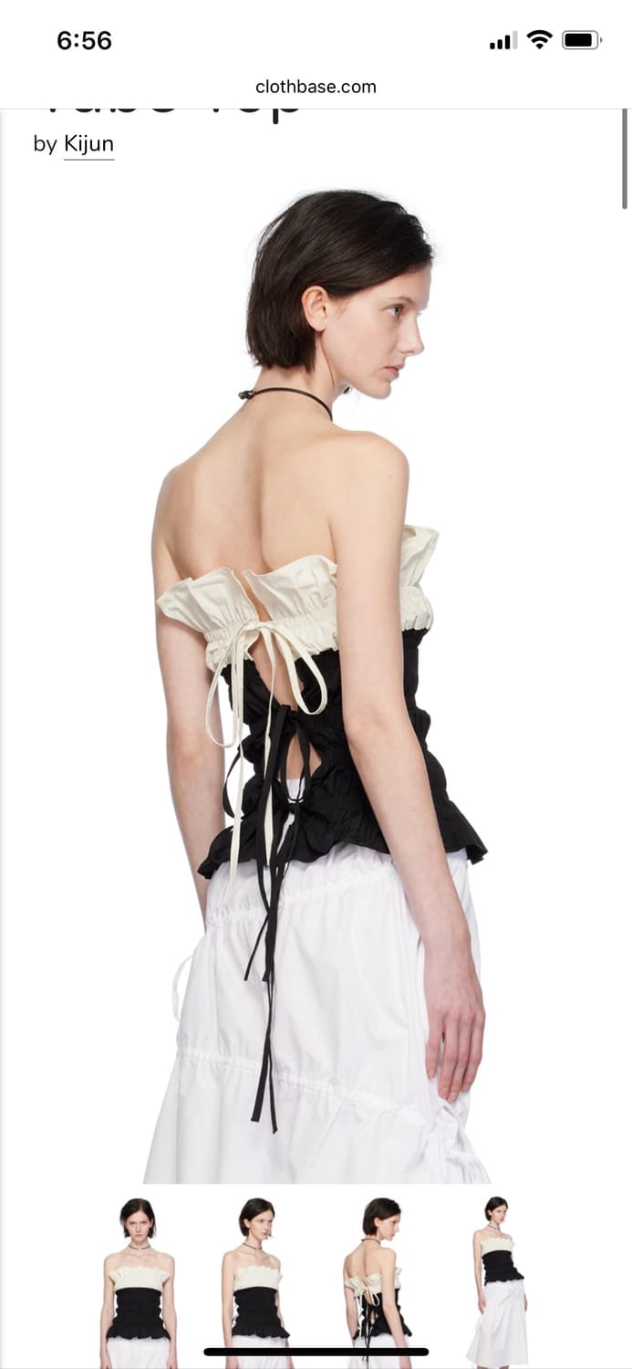 Kijun Black & Off-White Ruched Tube Top 상품이미지2