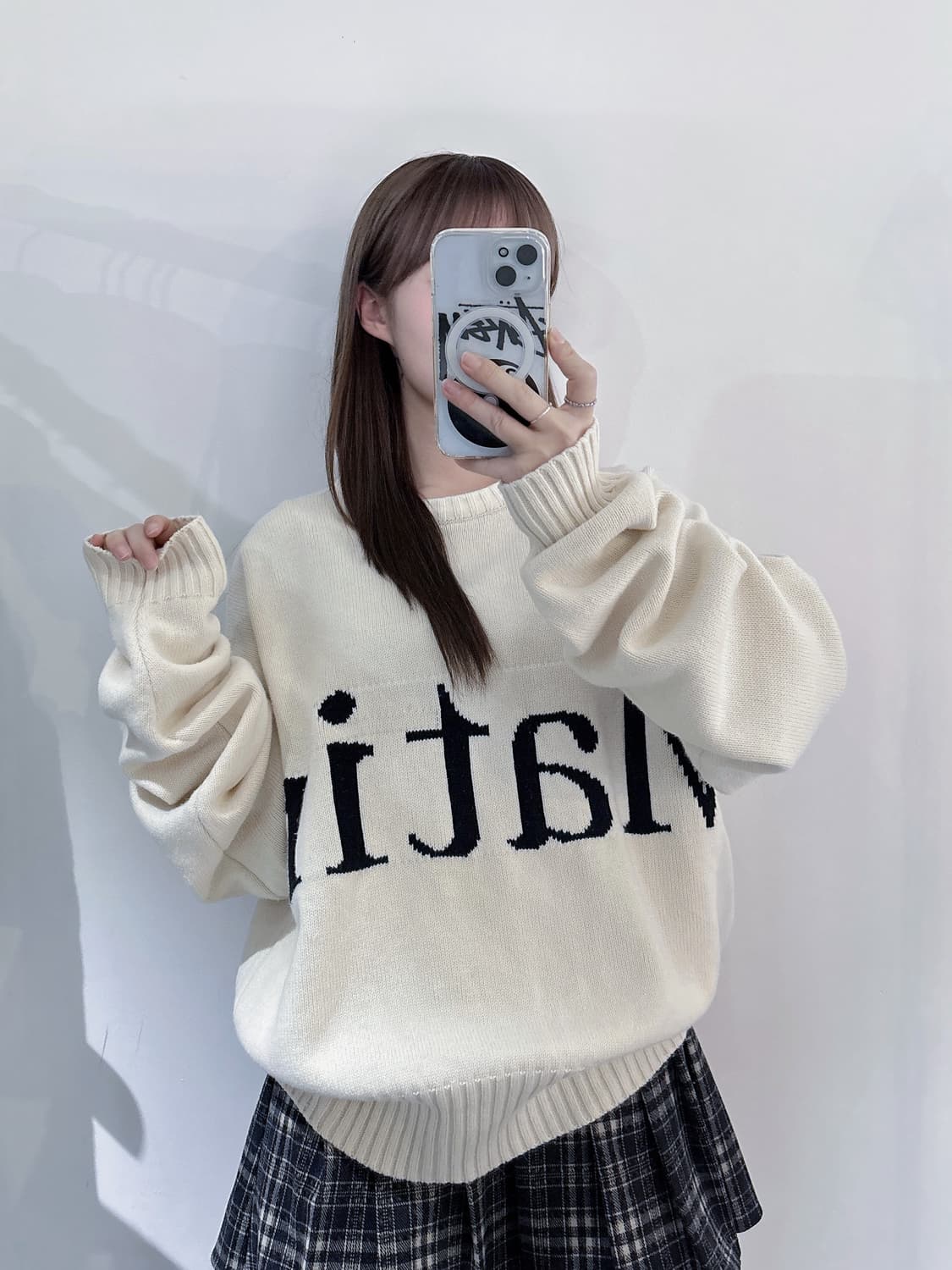 마뗑킴 빅로고 베이지 니트 상품이미지3