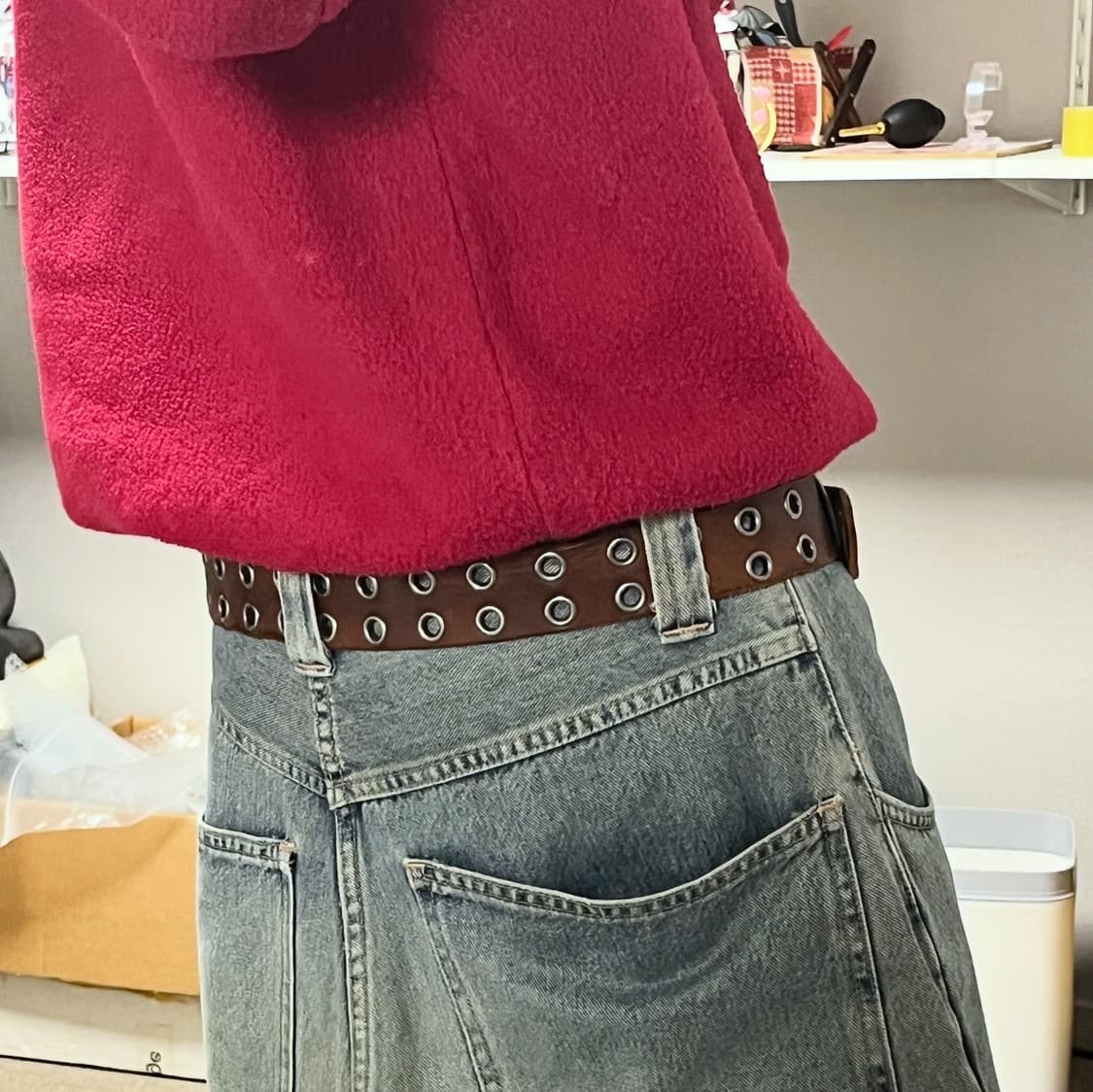 통가죽 빈티지 아일렛 투홀 통가죽 레더 벨트 상품이미지3